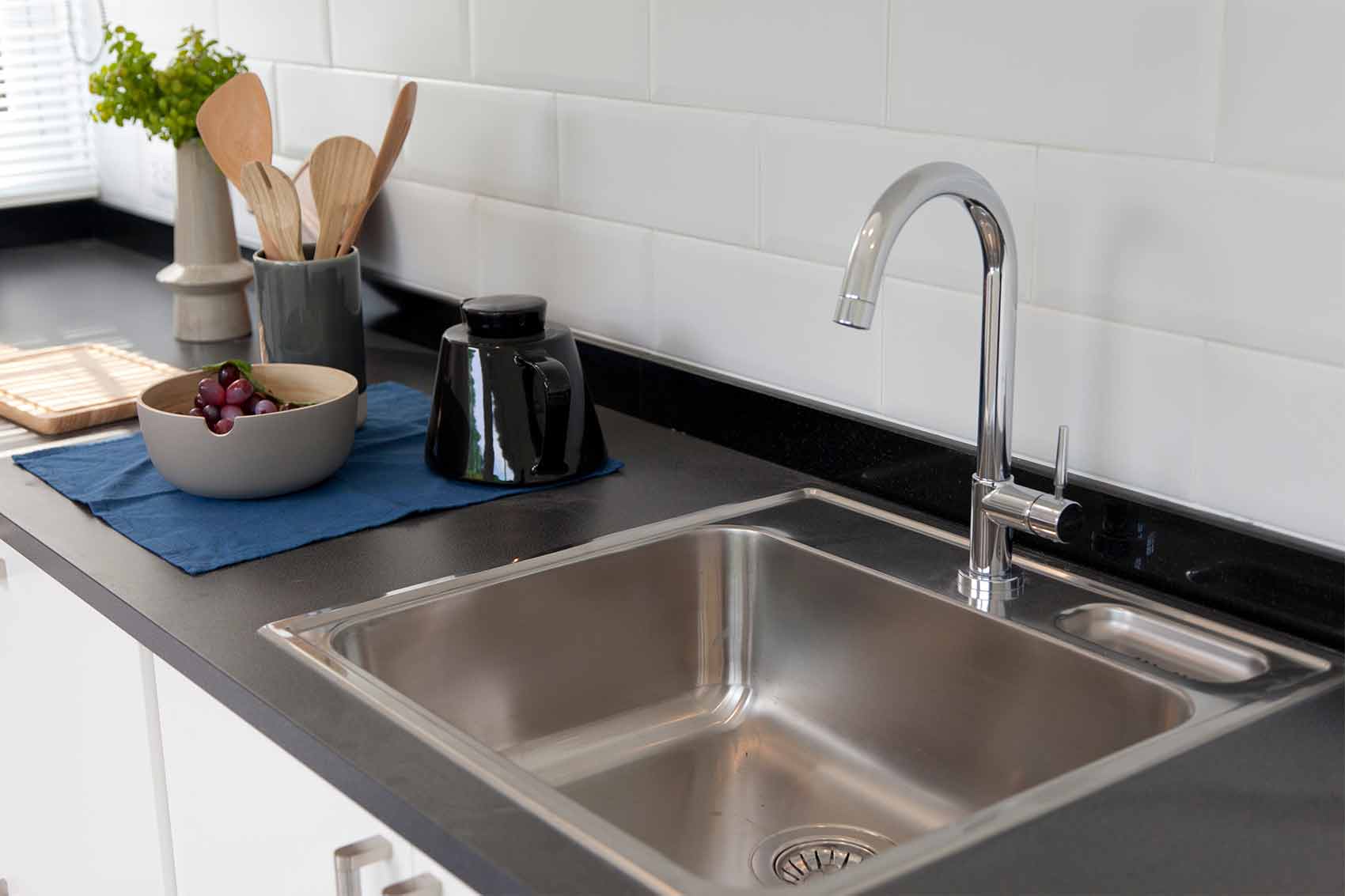 Kitchen plumbing installation.